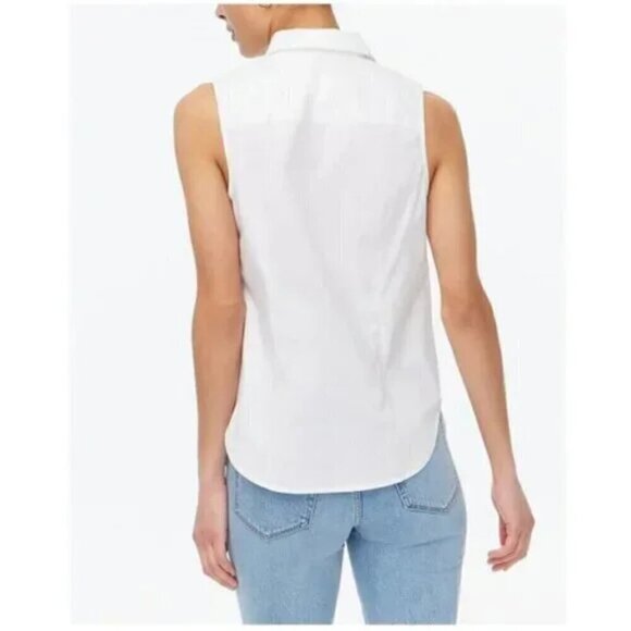 J. Crew Petite Sleeveless Cotton Poplin Shirt Signature Fit White Size MP NWT - Picture 2 of 7